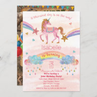 DUAL INVITE - Unicorn and Dinosaur Birthday Invite