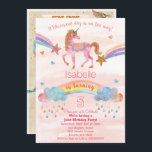 DUAL INVITE - Unicorn and Dinosaur Birthday Invite<br><div class="desc">Dual Sibling Twin Unicorn and Dinosaur Birthday Invitation Front and Back</div>