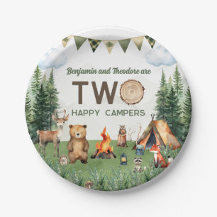 Dual Joint Double Camping Birthday Party Paper Plates