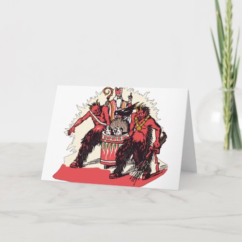 Dual Krampus and Old St Nick Holiday Card