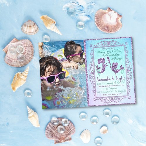 DUAL Mermaid Party Under the Sea Birthday Card