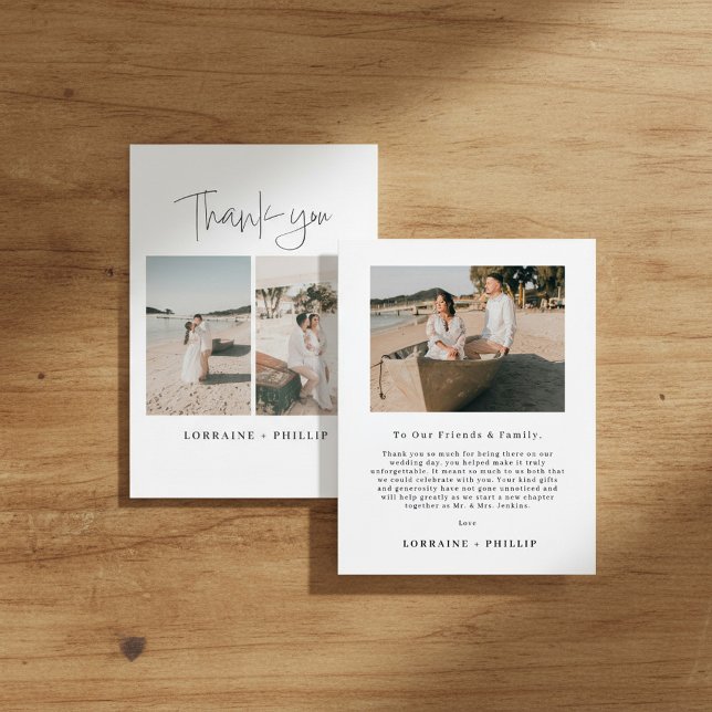 Dual Moments cover modern photo wedding thank you Card (Dual Moments cover modern photo wedding thank you.)