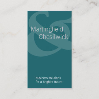 Dual Name Company Aqua Tilted Ampersand Business Card