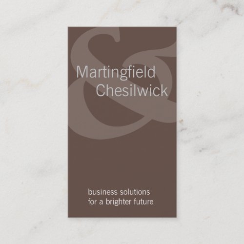 Dual Name Company Brown Tilted Ampersand Business Card