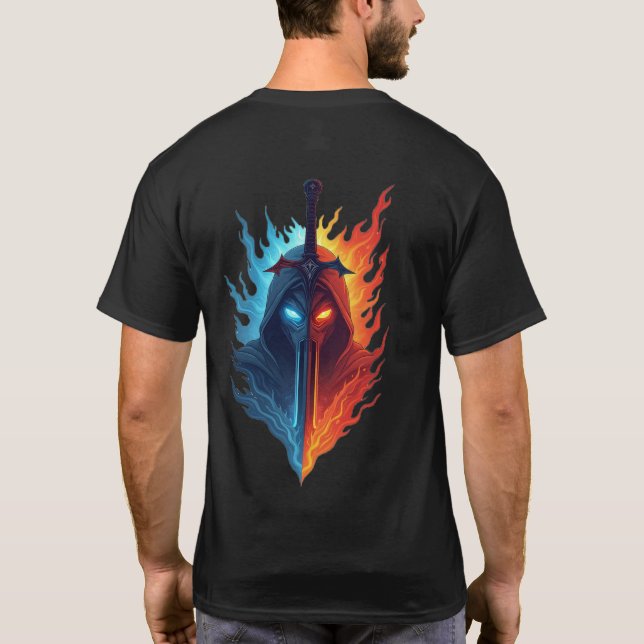 Dual Nature Warrior - Fire & Ice Guardian T-Shirt (Back)