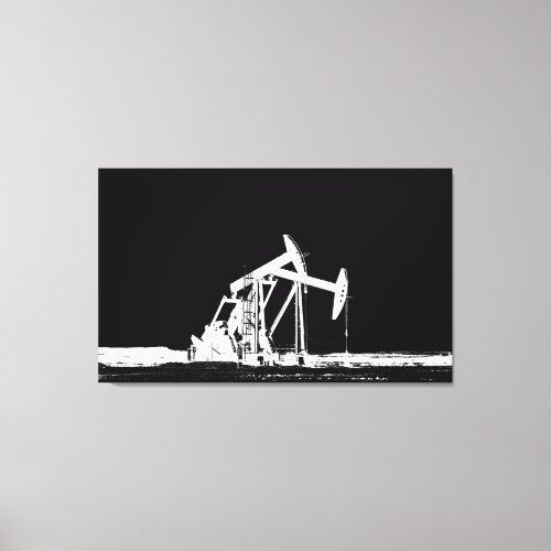 Dual Oil Pumping Unit Silhouette Canvas Print