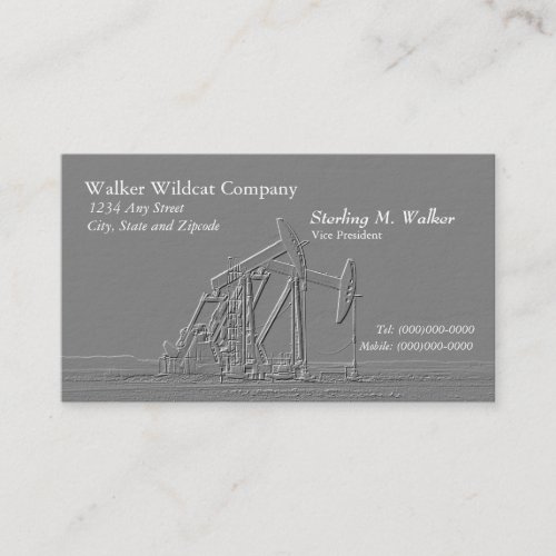 Dual Oil Pumping Unit Silhouette Embossed Look Business Card