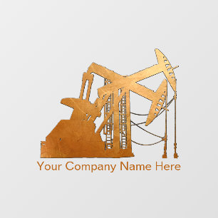Dual Oil Pumping Units - Distressed Copper Color Window Cling