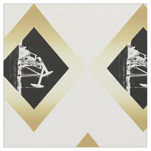 Dual Oil Well Units in Gold Colored Diamonds Fabric