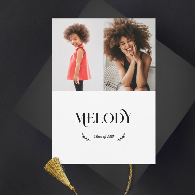 Dual Photo Childhood Current Grad Photo Graduation Announcement (Creator Uploaded)