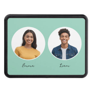 Dual Photos Couple Names Light Green Personalized Hitch Cover
