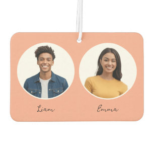 Dual Photos Names Reversible Peach Green Air Freshener
