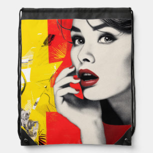 Dual pop art portrait drawstring bag