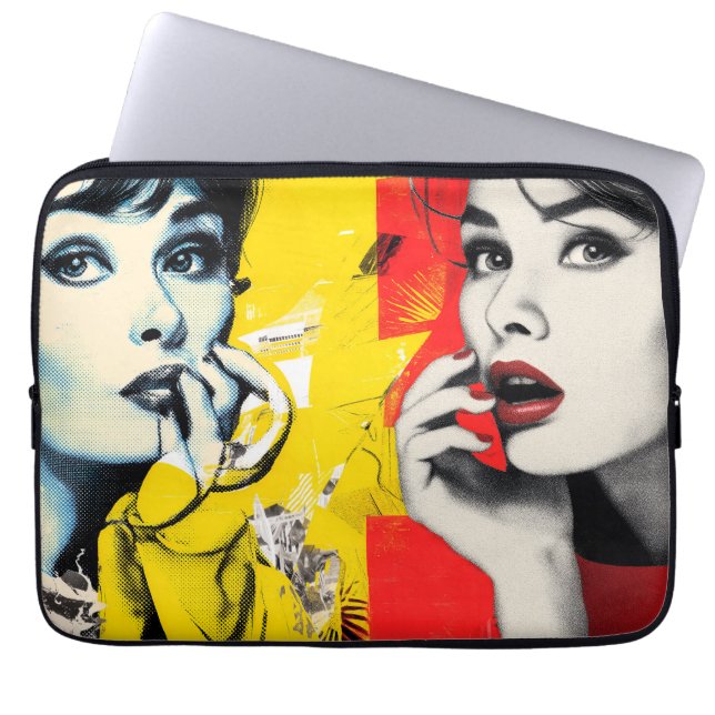 Dual pop art portrait  laptop sleeve (Front)