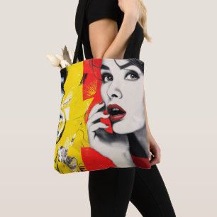 Dual pop art portrait tote bag