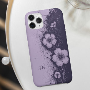 Dual Purple Lavender Flowers Monogram Custom Name iPhone 16 Case