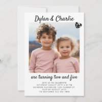 Dual Sibling Portrait Photo Minimal Boho Birthday