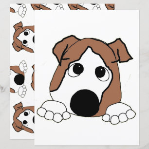 dual sided bulldog red and white peeking cartoon