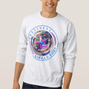 Dual Sided Harris-Walz Wing/Stamp Medallion  Sweatshirt