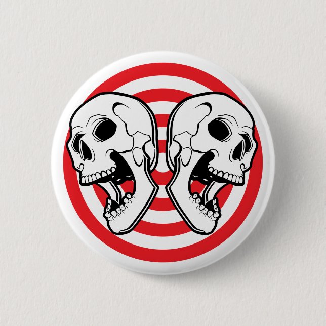 Dual Skull Target Pinback Button (Front)