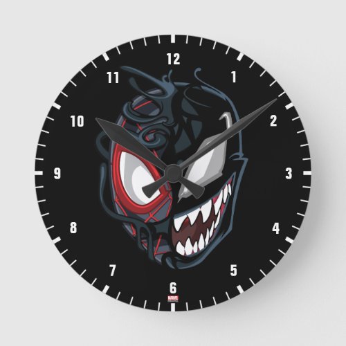 Dual Spider_Man Miles Morales  Venom Head Round Clock