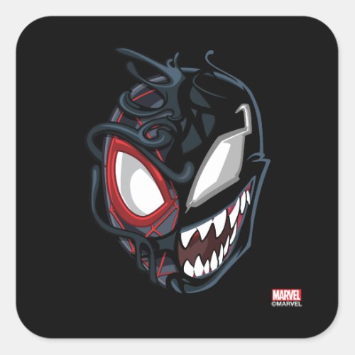 Dual Spider_Man Miles Morales  Venom Head Square Sticker