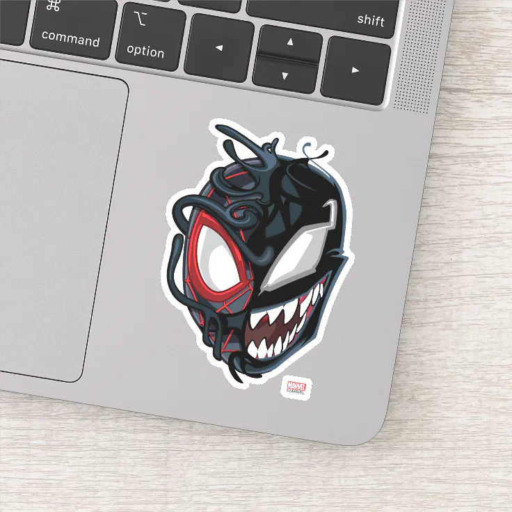 Dual Spider-Man Miles Morales & Venom Head Sticker | Zazzle