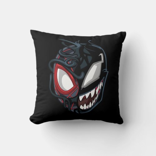 Dual Spider_Man Miles Morales  Venom Head Throw Pillow