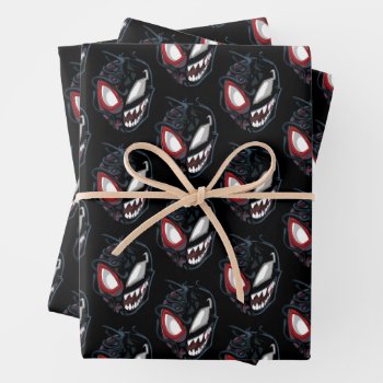 Dual Spider-man Miles Morales & Venom Head Wrapping Paper Sheets by spidermanclassics at Zazzle