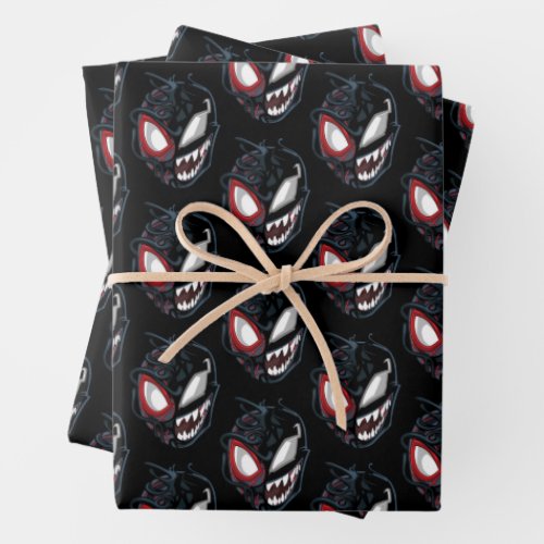Dual Spider_Man Miles Morales  Venom Head Wrapping Paper Sheets