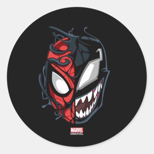 Dual Spider_Man Peter Parker  Venom Head Classic Round Sticker