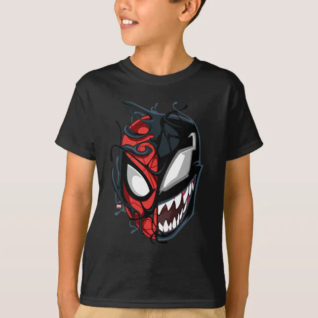 Dual Spider-Man Peter Parker & Venom Head T-Shirt | Zazzle