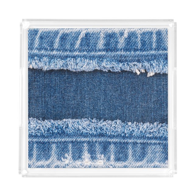 Dual-Tone Bleached Denim Fabric Frame Acrylic Tray (Front)