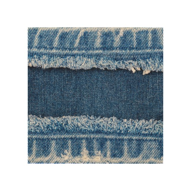 Dual-Tone Bleached Denim Fabric Frame Wood Wall Art (Front)