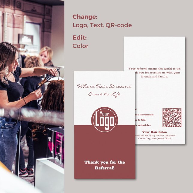 Dual Tone Hair Salon Referral Appreciation Business Card (Dual Tone Hair Salon Referral Appreciation Business Card)