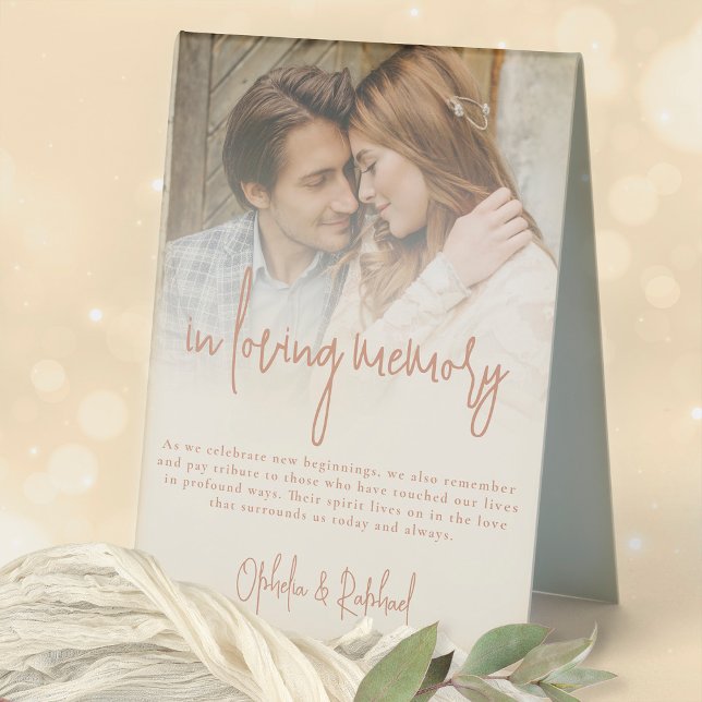 Dual Tone Reversible In Loving Memory Wedding Table Tent (Dual tone with opposite colorway on the other side so you can display either way)