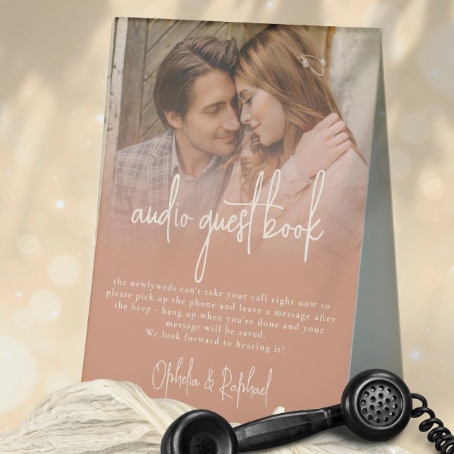 Dual Tone Reversible Photo Audio Guest Book  Table Tent (Display either way round - the oposite colorway is on the other side)