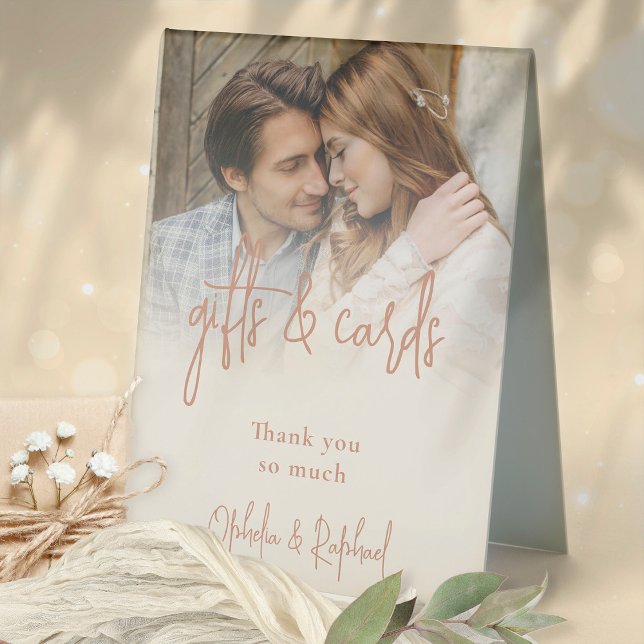 Dual Tone Reversible Photo Gifts Cards Wedding Table Tent (Duo tone display - the opposite colorway is on the other side)