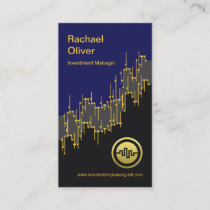 Dual Tone Stock Index Wave Financial Planning Business Card