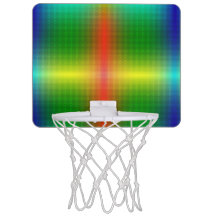 Dual view of a basketball hoop with a vibrant