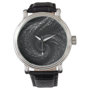 Dual Void - Black Cube Spiral Vortex Watch