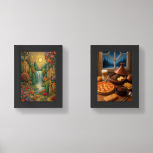 Dual Wall Art Poster - Fantasy Garden & Cozy Food Wall Art Sets