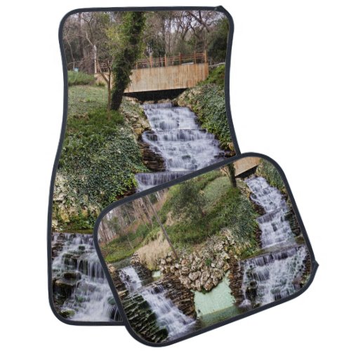 Dual Waterfalls Over Rocks Short Car Floor Mat