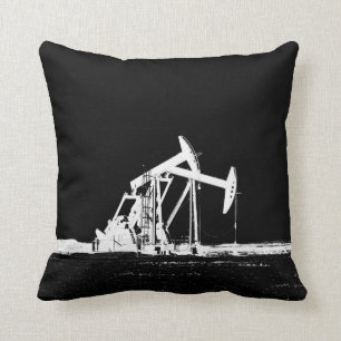 Dual White Oil Pumping Unit Silhouette Throw Pillow