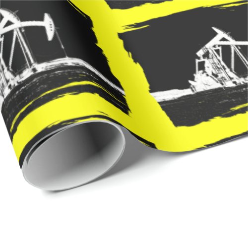 Dual White Oil Pumping Unit Silhouette Wrapping Paper