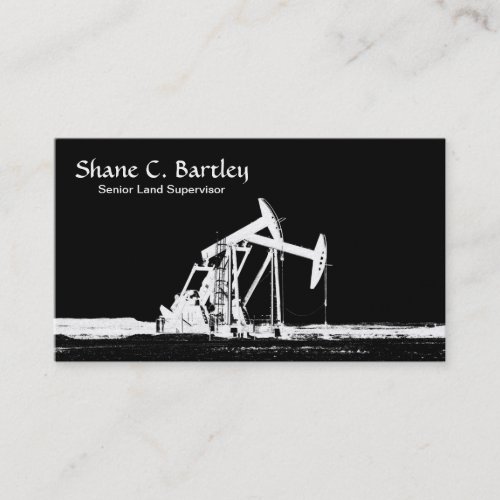 Dual White Oil Well Pumping Unit Silhouette Business Card