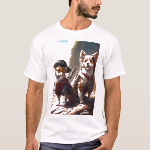 dual wielding pirate dog brothers  T_Shirt