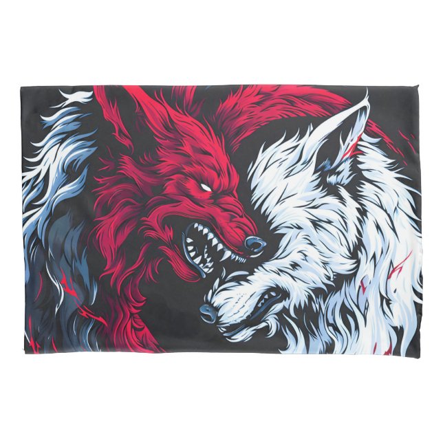 Dual Wild Lunar Wolf Pillow Case (Front)