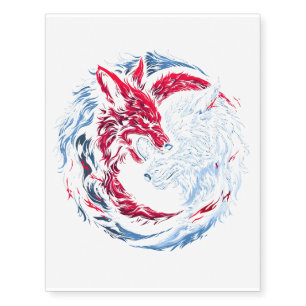 Dual Wild Lunar Wolf Temporary Tattoos