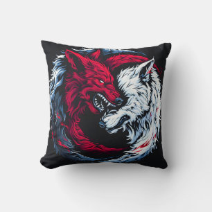 Dual Wild Lunar Wolf Throw Pillow